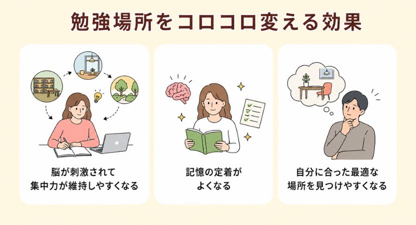 勉強場所をコロコロ変える効果